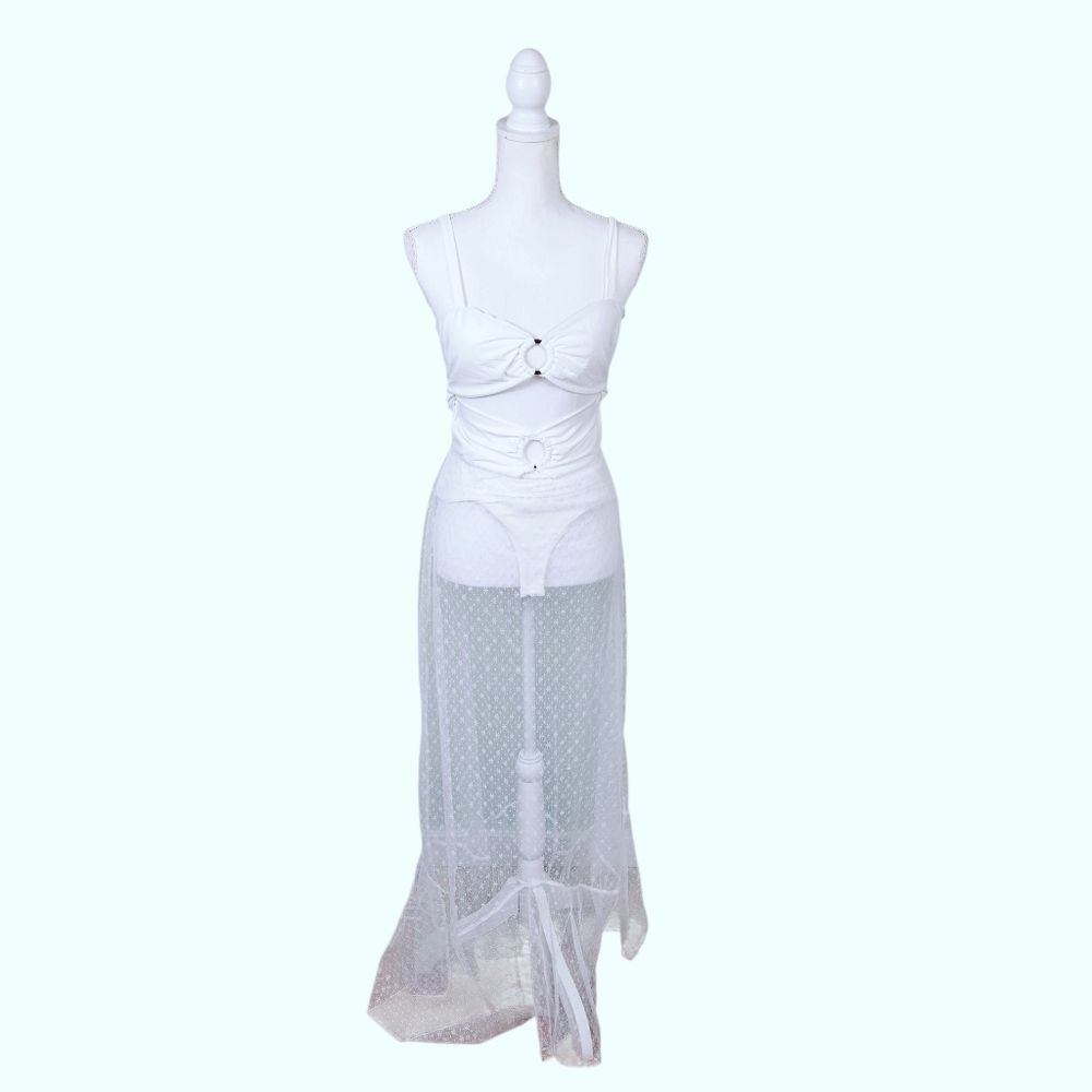 Fashion Nova White Sheer Cutout Maxi Dress - Picture 2 of 15